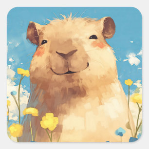 Adesivo Quadrado Felicidade do Capivara