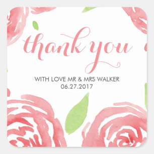 Adesivo Quadrado Felicidade Floral Obrigado