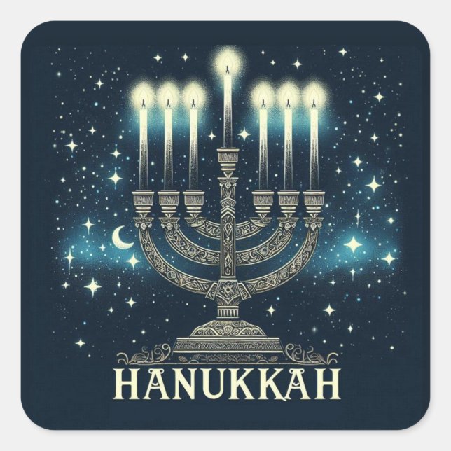 Adesivo Quadrado Felicidades no Hanukkah (Frente)