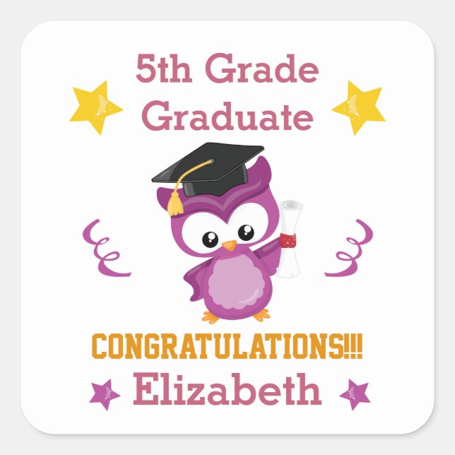 Adesivo Quadrado Felicita o formando de nível 5 (Frente)