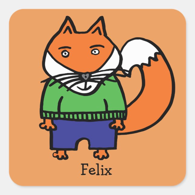 Adesivo Quadrado Felix personalizado a raposa (Frente)