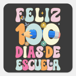 Adesivo Quadrado Feliz 100 Días de Escuela: Celebrando el Logro Edu