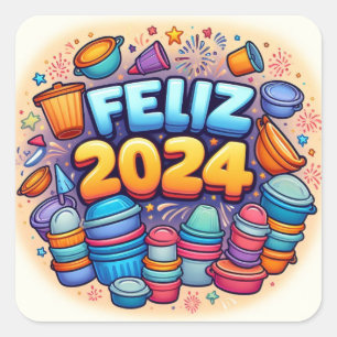 Adesivo Quadrado Feliz 2024!