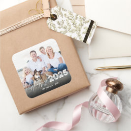 Adesivo Quadrado Feliz 2025 Ano Novo Ousado e Pincel Foto Feriado