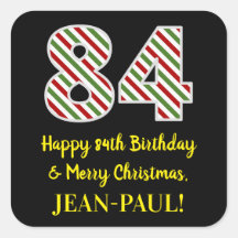 Feliz 84º aniversário e feliz Natal, nome personal