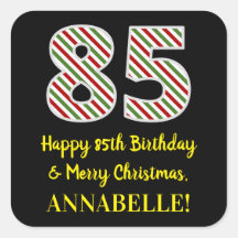 Feliz 85º aniversário e feliz Natal, nome personal