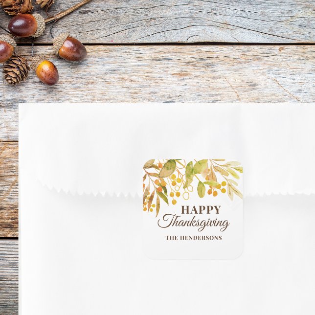 Adesivo Quadrado Feliz Ação de Graças (Criador carregado)