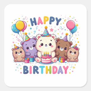 Adesivo Quadrado Feliz aniversário