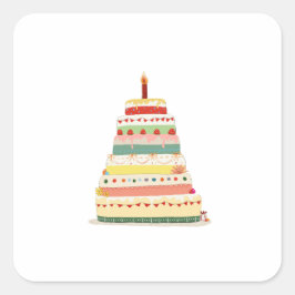 Adesivo Quadrado Feliz aniversário