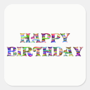 Adesivo Quadrado Feliz aniversário