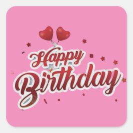 Adesivo Quadrado feliz aniversário
