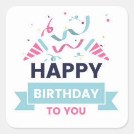 Adesivo Quadrado Feliz aniversário