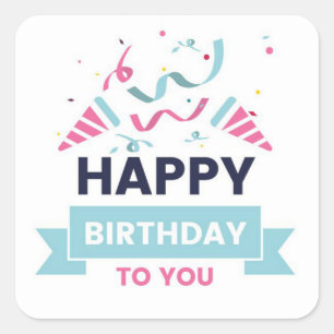 Adesivo Quadrado Feliz aniversário 