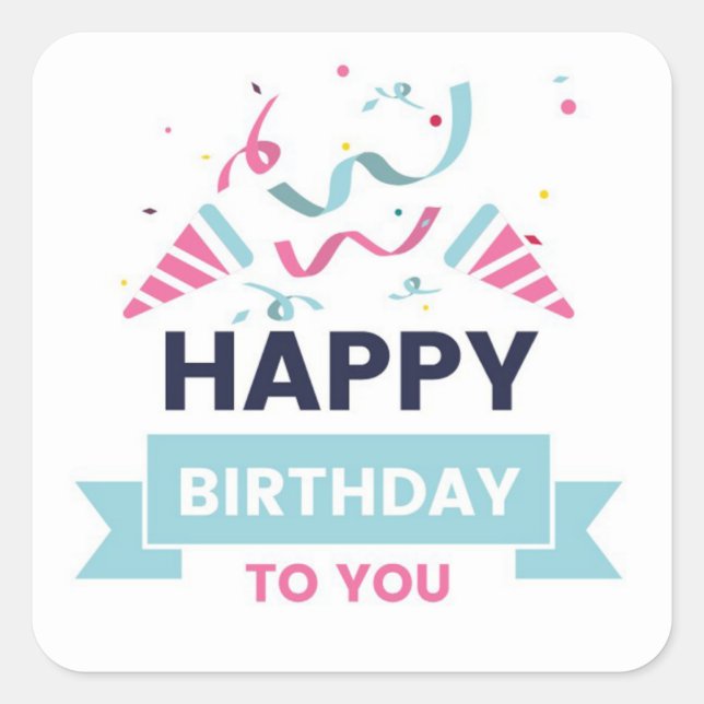Adesivo Quadrado Feliz aniversário (Frente)