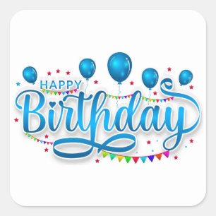 Adesivo Quadrado Feliz aniversário