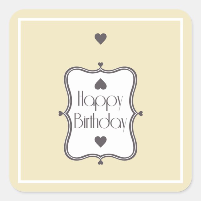 Adesivo Quadrado Feliz aniversário (Frente)