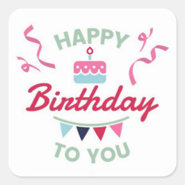Adesivo Quadrado Feliz Aniversário
