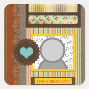 Adesivo Quadrado feliz aniversário (álbum)