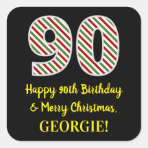 Feliz aniversário de 90 e feliz Natal, nome person