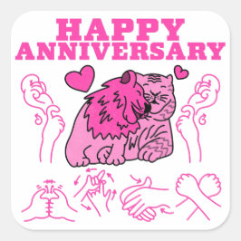 Adesivo Quadrado Feliz Aniversário - Design ASL