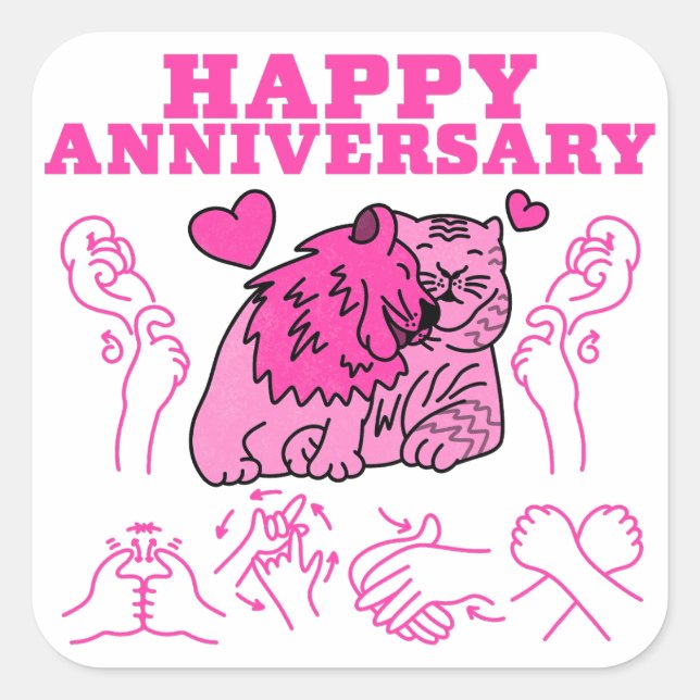 Adesivo Quadrado Feliz Aniversário - Design ASL (Frente)