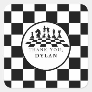 Adesivo Quadrado Feliz Aniversário do Jogo de Conselhos e Pedaços d