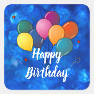 Adesivo Quadrado Feliz aniversário dos balões da Celebração
