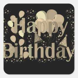 Adesivo Quadrado Feliz aniversário dos Balões do Partido