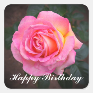 Adesivo Quadrado Feliz Aniversário Elle Rosa #3 Stickers