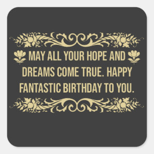 Adesivo Quadrado Feliz aniversário fantástico dizendo