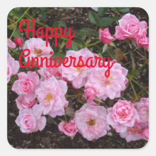Adesivo Quadrado Feliz Aniversário Jeanne LaJoie Rosa #1 Stickers