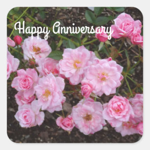 Adesivo Quadrado Feliz Aniversário Jeanne LaJoie Rosa #1 Stickers