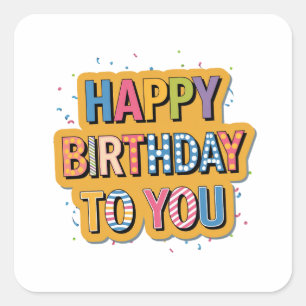 Adesivo Quadrado Feliz Aniversário Padronizado