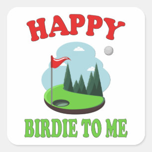 Adesivo Quadrado Feliz aniversário para mim - Golfe engraçado par