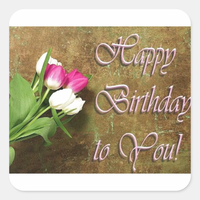 Adesivo Quadrado Feliz Aniversário Para Você (Frente)