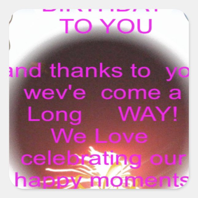 Adesivo Quadrado Feliz aniversário para você Art Impressão (Frente)