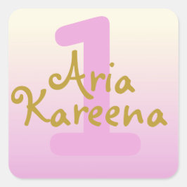 Adesivo Quadrado Feliz aniversário Stickers ombré rosa beige gold