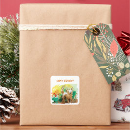 Adesivo Quadrado Feliz aniversário! Terra Oeste terrier!