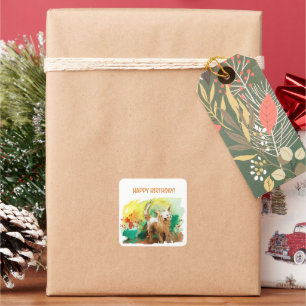 Adesivo Quadrado Feliz aniversário! Terra Oeste terrier!