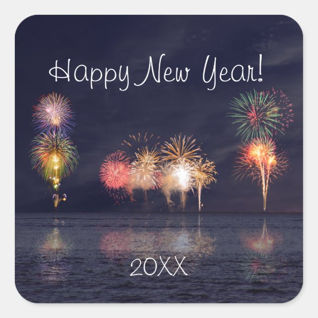 Adesivo Quadrado Feliz ano novo (Frente)