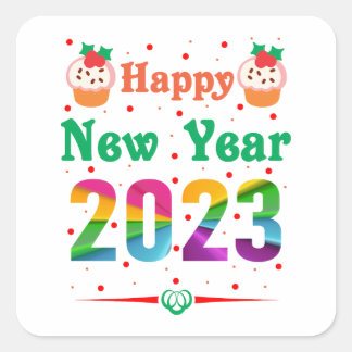 Adesivo Quadrado Feliz ano novo