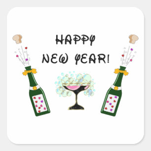 Adesivo Quadrado feliz ano novo