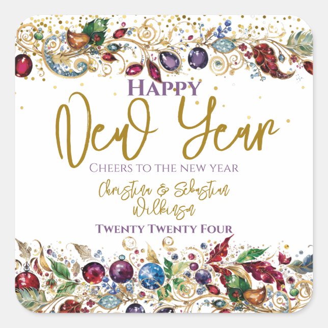 Adesivo Quadrado Feliz ano novo (Frente)