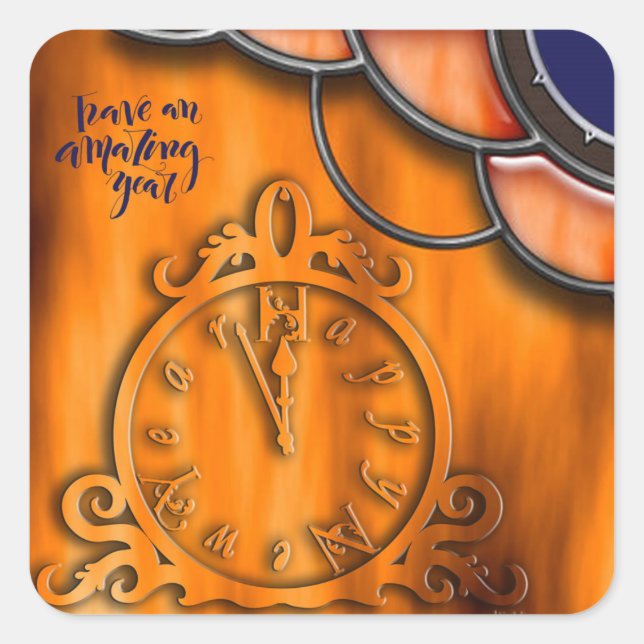 Adesivo Quadrado Feliz ano novo (Frente)