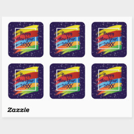 Adesivo Quadrado Feliz ano novo 20xx de Traços do Pincel