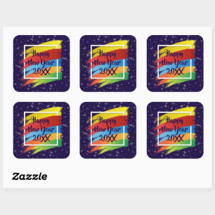 Adesivo Quadrado Feliz ano novo 20xx de Traços do Pincel  