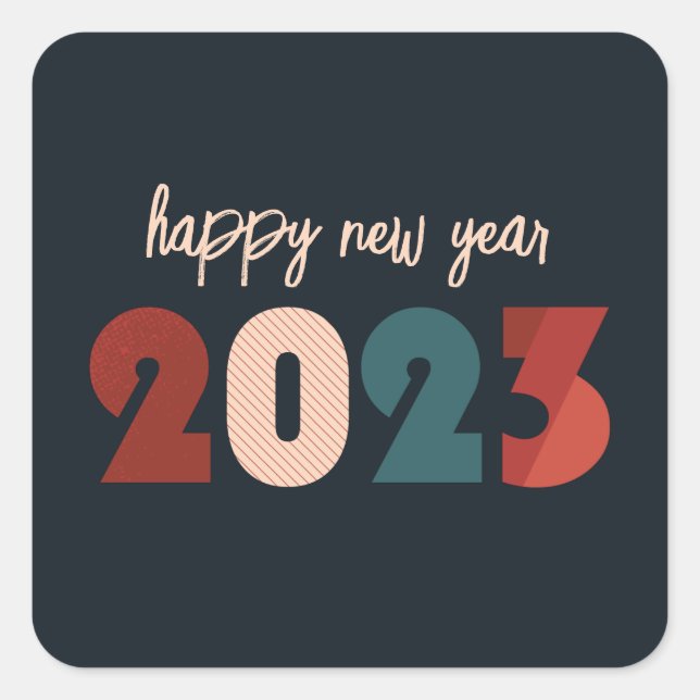Adesivo Quadrado Feliz ano novo de férias 2023 (Frente)