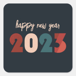 Adesivo Quadrado Feliz ano novo de férias 2023