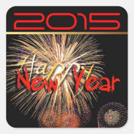 Adesivo Quadrado Feliz ano novo Fireworks Personalizado 2020 S Stic