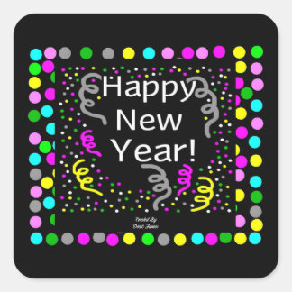 Adesivo Quadrado Feliz ano novo Greeting Square Sticker